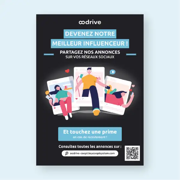 Affiche de communication pour le nouveau programme de cooptation de OO Drive