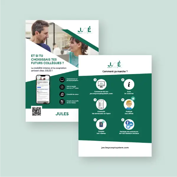 Flyers de communication pour le nouveau programme de cooptation de Jules