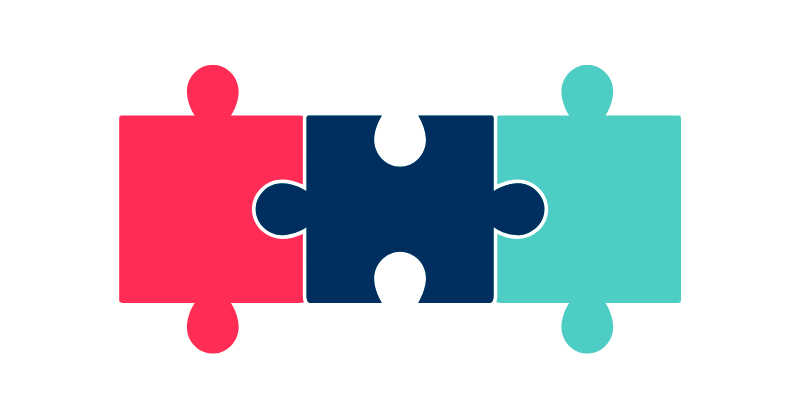 Trois pièces de puzzle imbriquées